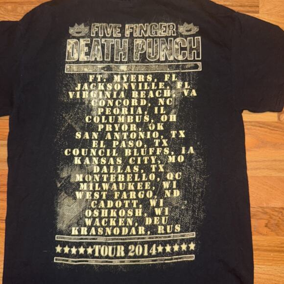 FIVE FINGER DEATH PUNCH OFFICIAL MERCH BAND CONCERT MUSIC T-SHIRT MEDIUM 2014 - Picture 9 of 9